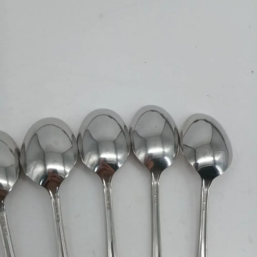 8X Tbsp Oneida Bancroft Table Spoons Glossy Stainless Steel Flatware